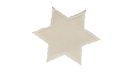 Torn Edge Star Distressed Beige Paper Star Cutout on White Backdrop for Crafts