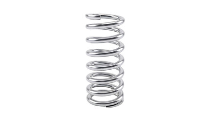 Close-up of a coiled silver spring, a component used in various mechanical applications
