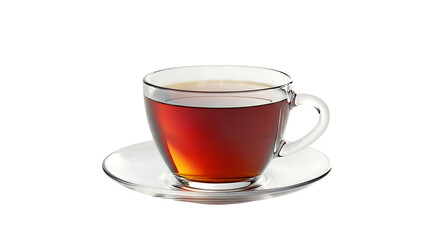 A Refreshing Cup of Black Tea for Relaxation and Enjoyment on a Transparent Saucer