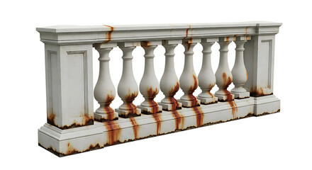 Ornate Weathered Balustrade with Rust Accents, Architectural Detail