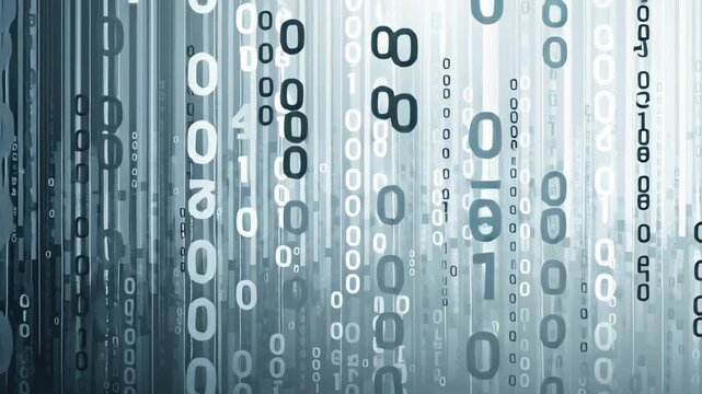 Dynamic digital binary data stream with abstract technology background for creative projects