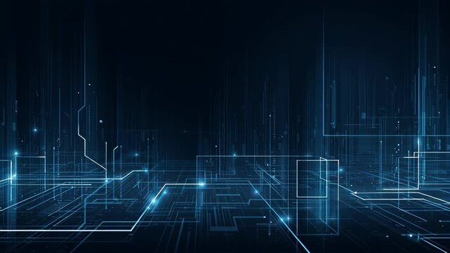 Futuristic abstract technology background with glowing lines and circuits for digital design - Powered by Adobe