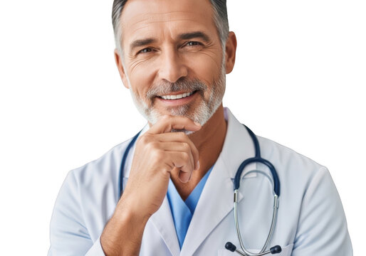 Smiling doctor wearing stethoscope isolated on transparent background - Powered by Adobe