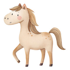 Watercolor cute horse clipart