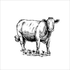 vintage cow illustration blac...