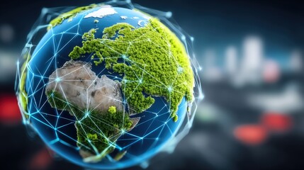 Global connectivity and sustainability a digital world representation virtual environment nature focus optimized viewpoint concept