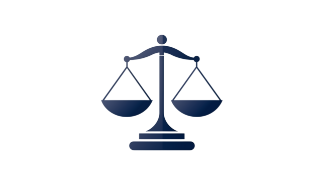 Pixelated blue scales of justice symbol on a black background representing law and fairness concept