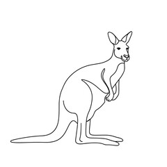 Line drawing of a kangaroo standing with hands clasped  