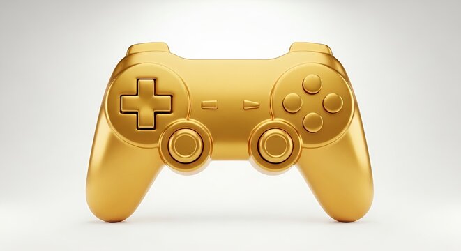 Stunning golden game controller symbolizes victory and elite gaming achievement - Powered by Adobe