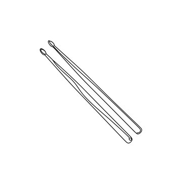 Two drumsticks for music performance in metal and sleek design  