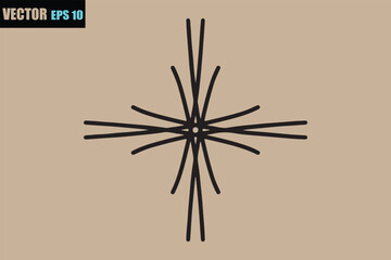 Abstract geometric starburst pattern with thin dark lines on a light brown background