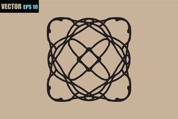 Intricate black geometric abstract design on a textured beige background vector illustration