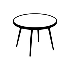 Illustration of a round table with three legs art on transparent background