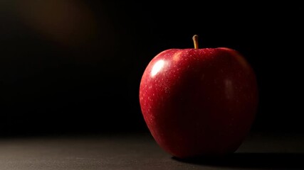 Dramatic single red apple with dark background and directional light - Powered by Adobe