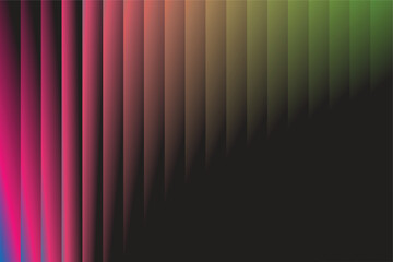 Abstract pixelated gradient with vertical stripes of pink red and green fading into a dark gray background