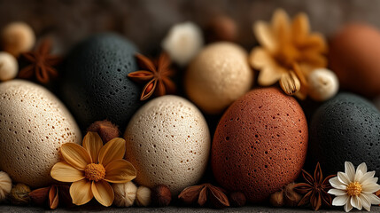 rustic easter eggs with flowers