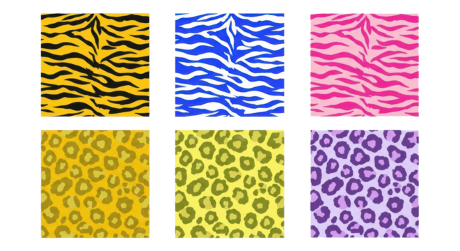 Collection of colorful animal print patterns