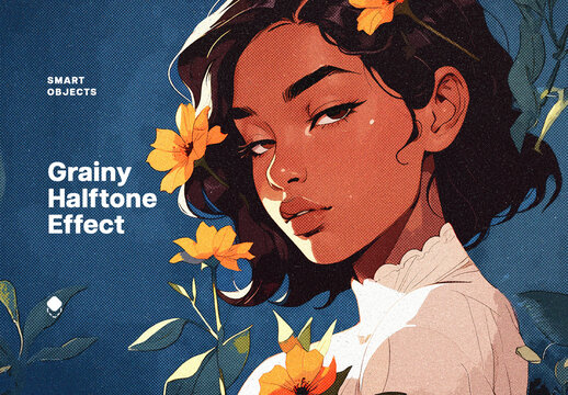 Grainy Halftone Photo Effect Mockup