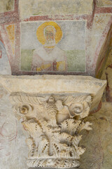 Ancient frescoes and surviving murals of the temple in the church of St. Nicholas, a Christian shrine. Demre, Antalya province, Turkey
