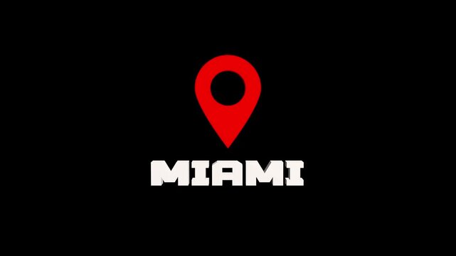 Visualizing Miami, Florida, with a dramatic red 3d map pin, representing travel, vacation, and urban coastal destinations.