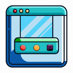 Modern teal application window graphic with colorful buttons, perfect for web design and UI mockups, showcasing a clean and user-friendly digital interface