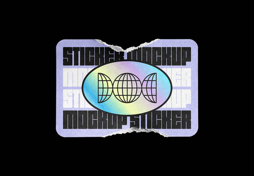 Ripped Rectangle Sticker Mockup
