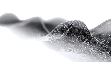 Mesmerizing digital wave featuring a smooth gradient merging into a field of luminous white dots on a pure black canvas. background removed