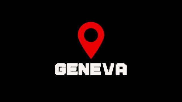 Geneva, switzerland map pointer 3d animation: navigating the famous city and global hub of diplomacy.