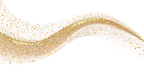 Abstract wave of golden glitter on a transparent background. Decor for banners and cards. Shiny particles. Design element.