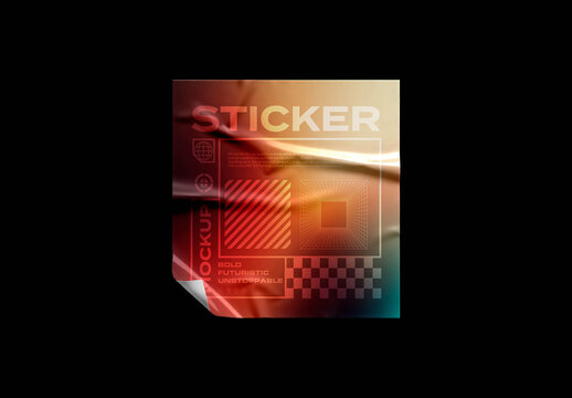Square Sticker Mockup