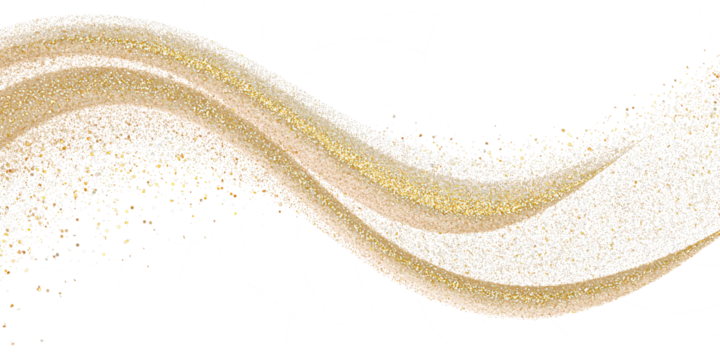 Abstract wave of golden glitter on a transparent background. Decor for banners and cards. Shiny particles. Design element. - Powered by Adobe