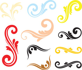 Fototapeta premium Vector floral design elements set for vintage tattoo art and scroll pattern illustration