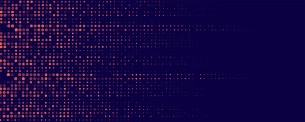 Vector Halftone Pattern Smooth Curved Border Red Blue Abstract Background. Dots Rounded Squares Blurry Pattern Pop Art Design Texture.