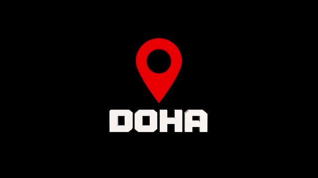 Qatar's capital doha location highlighted, using a vibrant 3d map pointer for dynamic global content.