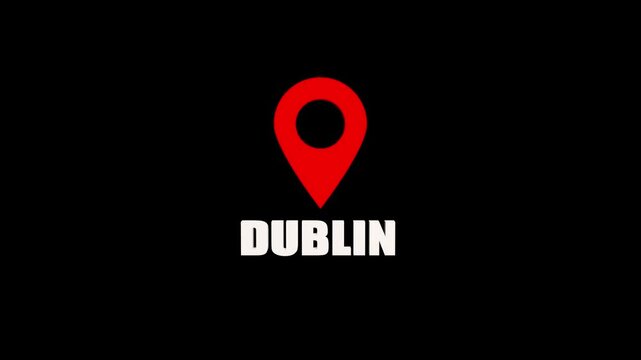 Irish capital dublin location reveal, utilizing a bright 3d map symbol for geographical and travel content.