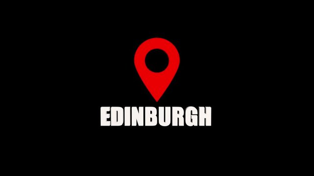 Identifying edinburgh city, a visually strong 3d map pointer graphic for videos about scotland and history.