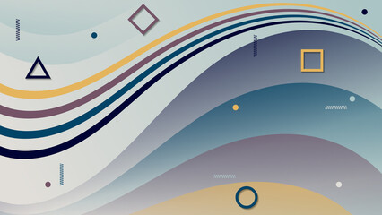 Minimalistic art background with geometric contours. Abstract composition of overlapping smooth shapes, stripes, and art elements. A template for your projects.