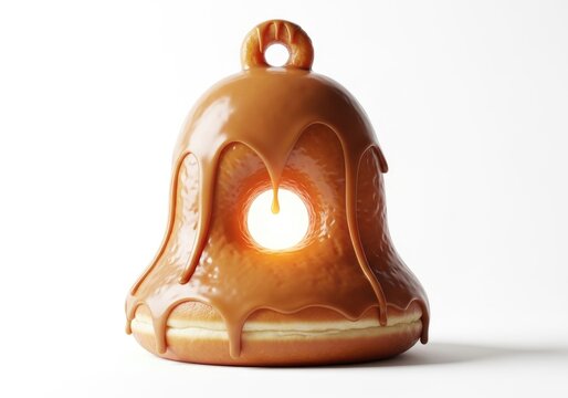 Christmas Food Concept Donut bell drizzled with caramel glaze novelty pastry creation sweet treat unique confectionery design food art tempting dessert