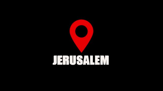 Jerusalem map pointer, a powerful 3d animation identifying the location of the world's most ancient and sacred city.