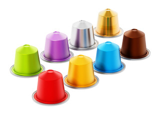 Coffee capsules on transparent background. 3D illustration