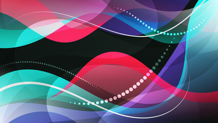 Bright colorful art background with overlapping wavy shapes. Great illustration template for designing blogs, social media accounts, corporate design, advertising and other projects. 