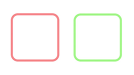 Minimal Red and Green Rounded Border Square Design, Simple Dual Outline Shape for UI, Icons, and Graphic Templates