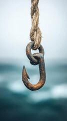 Obraz premium Rusty hook on a rope