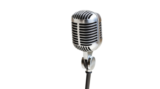 Vintage microphone isolated on a transparent background