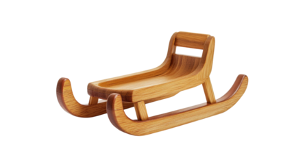 Wooden Sled Toy isolated on a transparent background