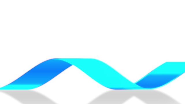 Prostate Cancer colon cancer light blue ribbon on white background animation, blue color realistic satin silk glossy ribbon sign for awareness campaign 3D animated with copy space text area  video