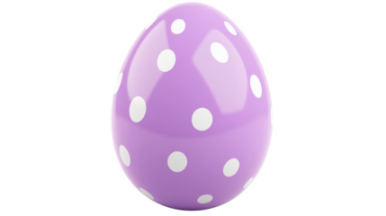 Purple Easter egg with white dots isolated on a transparent background