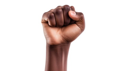Raised clenched fist isolated on a transparent background