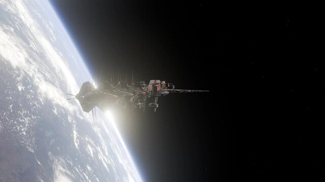 A space station in deep space.
