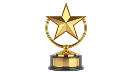 Golden Star Trophy Award isolated on a transparent background